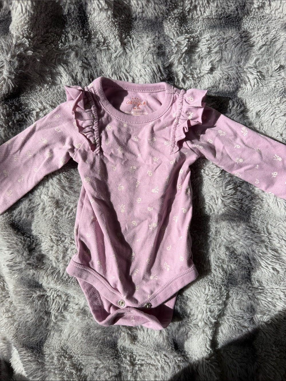 Cat & Jack Light Purple Floral Ruffle Long-Sleeve Bodysuit